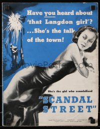 7s478 SCANDAL STREET pressbook 1938 cool die-cut cover with sexy bad girl Louise Campbell!