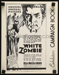 7s589 WHITE ZOMBIE pressbook R1940s completely different art of Bela Lugosi's eyes & his grip!