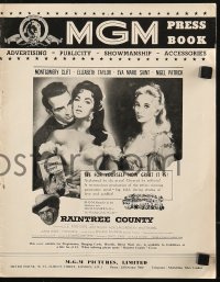 7s027 RAINTREE COUNTY English pressbook 1957 art of Montgomery Clift, Elizabeth Taylor & Eva Marie Saint!