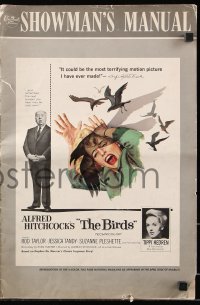 7s097 BIRDS pressbook 1963 Alfred Hitchcock, Tippi Hedren, classic intense attack artwork!