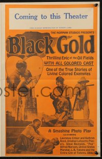7s100 BLACK GOLD pressbook 1927 exact full-size image of the 14x22 window card, all black cast!