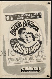 7s132 CASABLANCA pressbook R1956 Humphrey Bogart, Ingrid Bergman, Michael Curtiz classic!