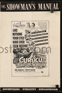 7s155 CURUCU, BEAST OF THE AMAZON pressbook 1956 Universal horror, great monster art by Reynold Brown!