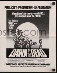 7s156 DAWN OF THE DEAD pressbook 1979 George Romero, there's no more room in HELL for the dead!