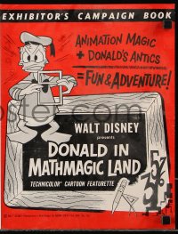 7s178 DONALD IN MATHMAGIC LAND pressbook 1959 Disney, wacky image of Donald Duck with pentagram!