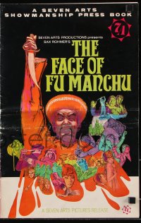 7s198 FACE OF FU MANCHU pressbook 1965 art of Asian villain Christopher Lee by Mitchell Hooks!