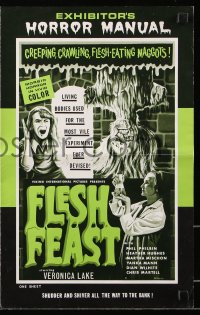 7s211 FLESH FEAST pressbook 1970 Browning art, cheesy horror starring Veronica Lake, of all people!