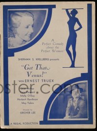7s231 GET THAT VENUS pressbook 1933 Jean Arthur, A Perfect Comedy about the Perfect Woman, rare!