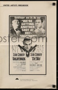 7s241 GOLDFINGER/DR. NO pressbook 1966 Sean Connery is the extraordinary gentleman spy James Bond!