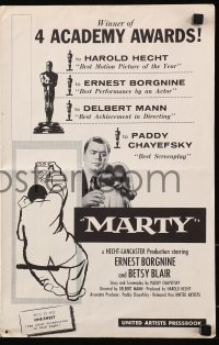7s355 MARTY pressbook 1955 directed by Delbert Mann, Ernest Borgnine, written by Paddy Chayefsky!