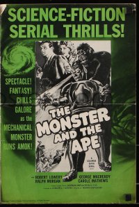 7s367 MONSTER & THE APE pressbook R1956 great sci-fi art of giant gorilla battling funky robot!