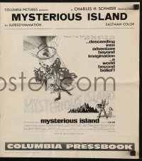 7s380 MYSTERIOUS ISLAND pressbook 1961 Ray Harryhausen, Jules Verne sci-fi, cool balloon art!