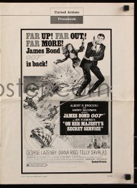 7s399 ON HER MAJESTY'S SECRET SERVICE pressbook 1969 George Lazenby's only appearance as James Bond