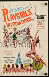 7s427 PLAYGIRLS INTERNATIONAL pressbook 1963 Doris Wishman nudie classic, three sexy nudists censored!