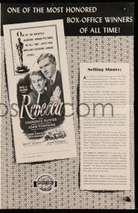 7s447 REBECCA pressbook R1948 Alfred Hitchcock classic starring Laurence Olivier & Joan Fontaine!