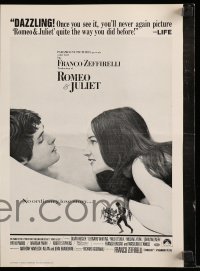 7s465 ROMEO & JULIET pressbook 1969 Franco Zeffirelli's version of William Shakespeare's play!