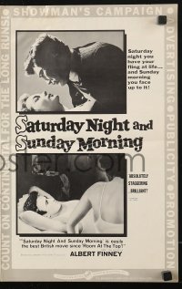 7s475 SATURDAY NIGHT & SUNDAY MORNING pressbook 1961 Albert Finney & Shirley Anne Field, classic!