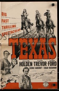7s532 TEXAS pressbook 1941 William Holden, Claire Trevor, Glenn Ford, thrilling & spectacular!