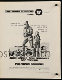 7s556 TRAIN ROBBERS pressbook 1973 art of cowboy John Wayne & sexy Ann-Margret!
