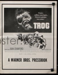 7s559 TROG pressbook 1970 Joan Crawford & prehistoric monsters, wacky horror explodes into today!