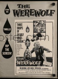 7s586 WEREWOLF pressbook 1956 two great wolf-man horror images, it happens before your horrified eyes!