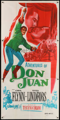 7t012 ADVENTURES OF DON JUAN Indian 3sh R1950s Errol Flynn made history when he made love to Lindfors!