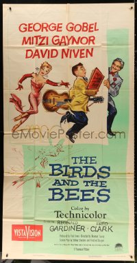 7t186 BIRDS & THE BEES 3sh 1956 George Gobel, Mitzi Gaynor, David Niven, Preston Sturges, Sheldon