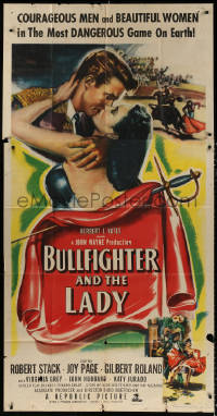 7t192 BULLFIGHTER & THE LADY 3sh 1951 Budd Boetticher, art of matador Robert Stack kissing Joy Page!