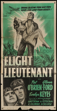 7t223 FLIGHT LIEUTENANT 3sh R1948 art of World War II pilots Pat O'Brien & Glenn Ford + Evelyn Keyes