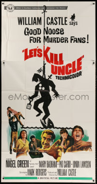 7t272 LET'S KILL UNCLE 3sh 1966 wacky horror art, William Castle says good noose for murder fans!