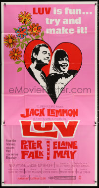 7t278 LUV 3sh 1967 Clive Donner, Jack Lemmon, Peter Falk, Elaine May, flower-power artwork!