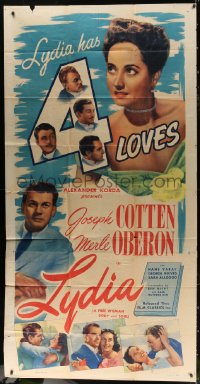 7t280 LYDIA 3sh R1947 different image of pretty Merle Oberon & Joseph Cotten, she has 4 loves!