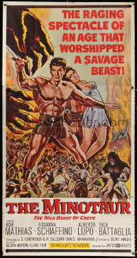 7t287 MINOTAUR 3sh 1961 art of barechested gladiator Bob Mathias & sexy Rosanna Schiaffino!