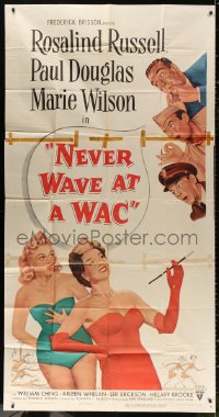 7t292 NEVER WAVE AT A WAC 3sh 1953 art of guys whistling at Rosalind Russell & Marie Wilson!
