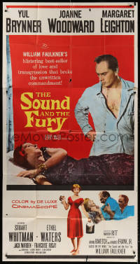 7t335 SOUND & THE FURY 3sh 1959 Martin Ritt, Yul Brynner with hair glares at Joanne Woodward!