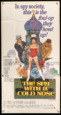 7t340 SPY WITH A COLD NOSE 3sh 1967 art of spy Laurence Harvey & sexy Daliah Lavi in Russia!