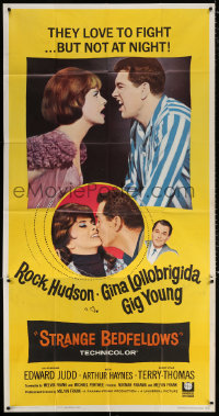 7t345 STRANGE BEDFELLOWS 3sh 1965 Gina Lollobrigida & Rock Hudson love to fight, but not at night!