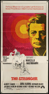 7t346 STRANGER 3sh 1968 Luchino Visconti's Lo Straniero, mosaic art of Marcello Mastroianni!