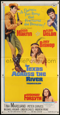 7t354 TEXAS ACROSS THE RIVER 3sh 1966 cowboy Dean Martin, Alain Delon & Indian Joey Bishop!