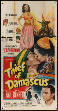 7t357 THIEF OF DAMASCUS 3sh 1952 Paul Henreid, sexy full-length Elena Verdugo, Arabian Nights!