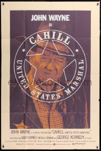 7t018 CAHILL 40x60 1973 different image of classic United States Marshall big John Wayne!
