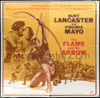 7t066 FLAME & THE ARROW int'l 6sh R1971 Burt Lancaster w/ bow & arrow + kissing sexy Virginia Mayo!
