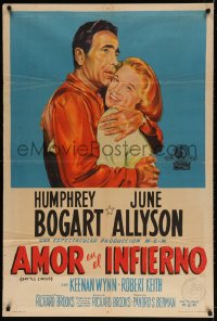 7t108 BATTLE CIRCUS Argentinean 1953 great artwork of Humphrey Bogart hugging June Allyson!