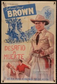 7t118 DESERT PHANTOM Argentinean 1936 full-length art of Johnny Mack Brown with gun drawn, rare!