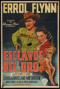 7t121 DODGE CITY Argentinean 1939 different art of Errol Flynn, Olivia De Havilland & Ann Sheridan!