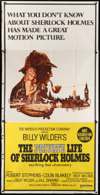 7t010 PRIVATE LIFE OF SHERLOCK HOLMES Aust 3sh 1971 Billy Wilder, Robert Stephens, cool McGinnis art!