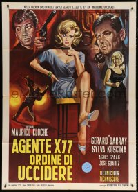 7t881 AGENT X-77 ORDERS TO KILL Italian 1p 1966 art of spy Barray & sexy full-length Sylva Koscina!
