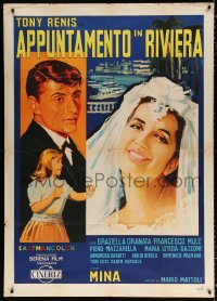7t874 APPUNTAMENTO IN RIVIERA Italian 1p 1962 Manno art of Tony Renis & pretty bride Mina, rare!