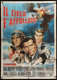 7t815 CROWDED SKY Italian 1p 1960 Dana Andrews, different Longi airplane disaster artwork!