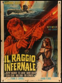 7t814 DANGER DEATH RAY Italian 1p 1967 Il raggio infernale, Casaro art of sexy woman & Gordon Scott!